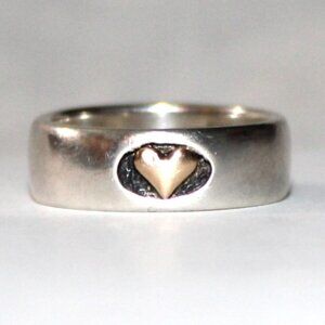 Sterling Silver 14kt Gold Accent Heart Band Ring